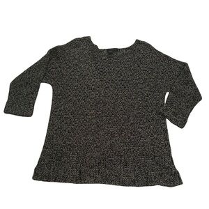 Calvin Klein Marled Knit Sweater Size Large Black White Textured Crewneck Cozy